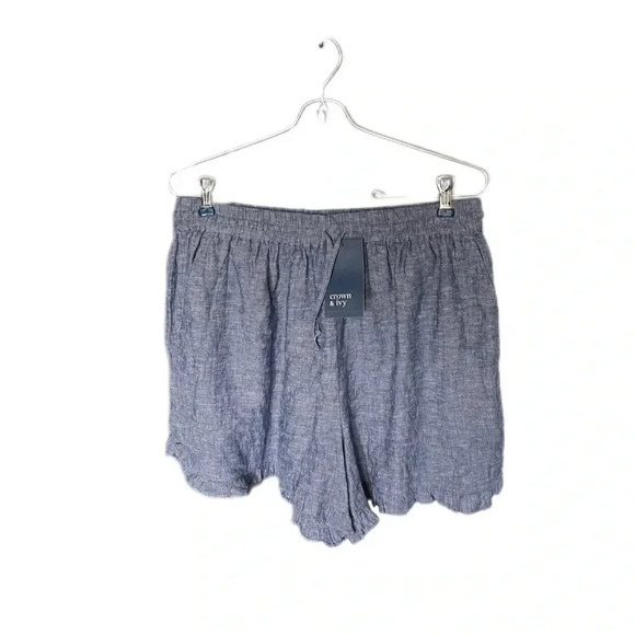 Crown and Ivy Linen Ruffle Hem Shorts Size Women’s Large - Picture 1 of 6